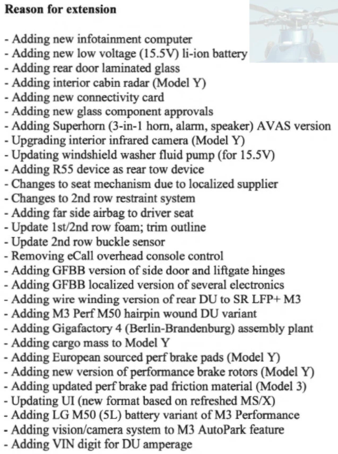 Tesla Model 3 & Y lijst update 2022