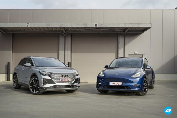 Tesla Model Y 2022 vs. Audi Q4 e-tron 2022 (rijtest)