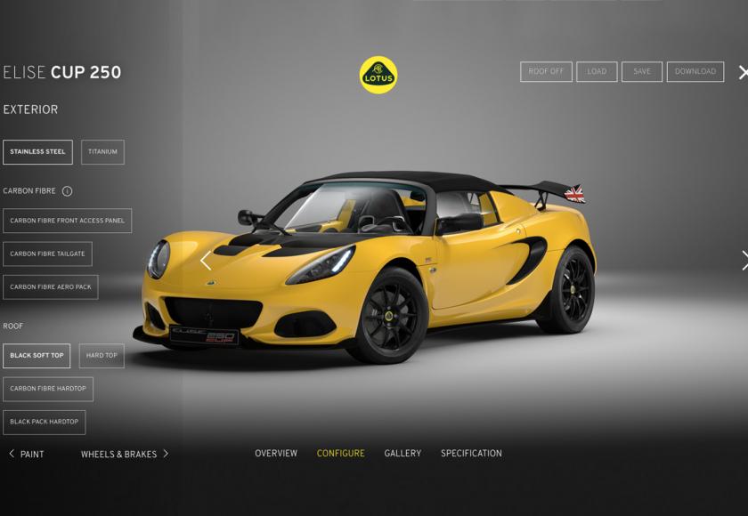 Lotus Cars Configurator Elise Evora